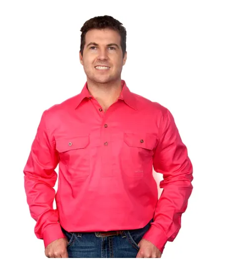 10101HPK Just Country Mns 1/2 Button Work Shirts