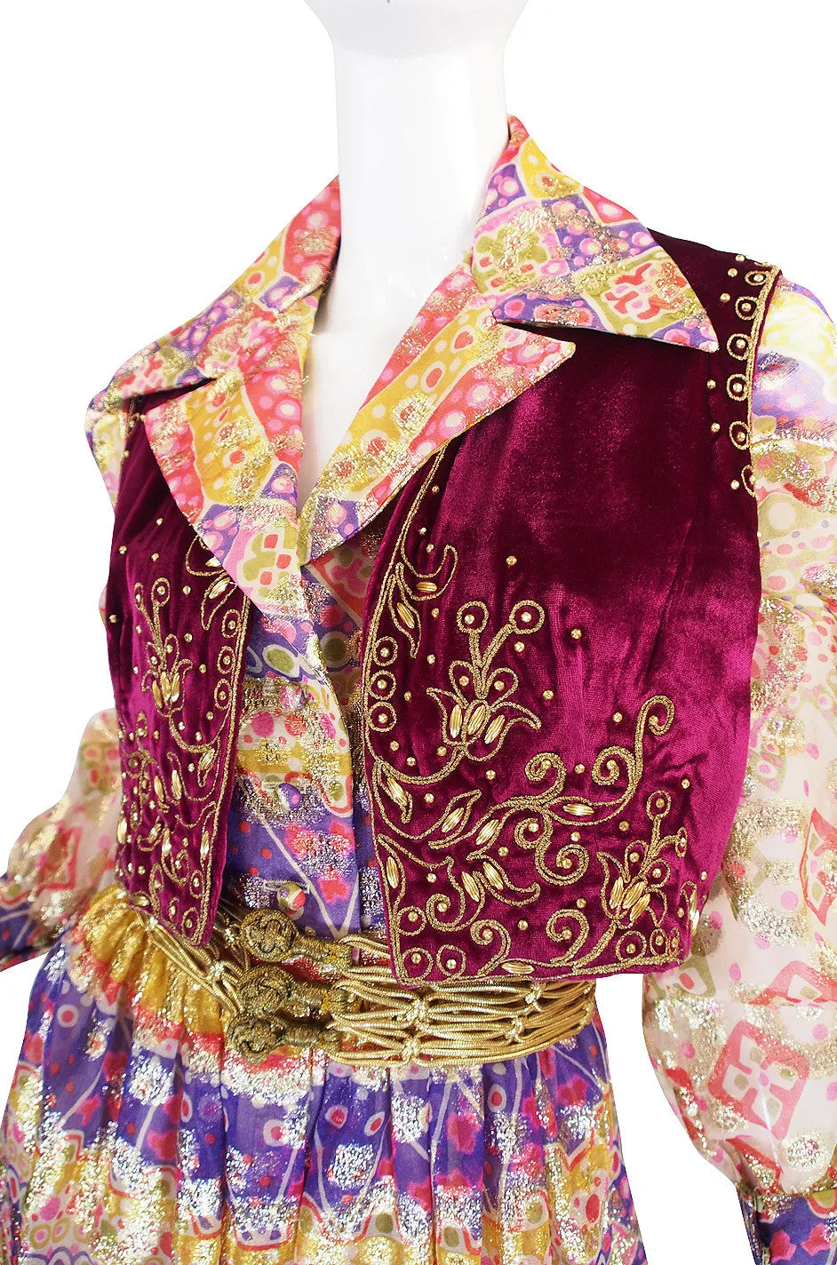 1969 Oscar de la Renta Gypsy Metallic Dress Set