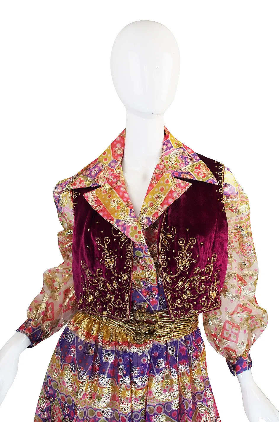 1969 Oscar de la Renta Gypsy Metallic Dress Set