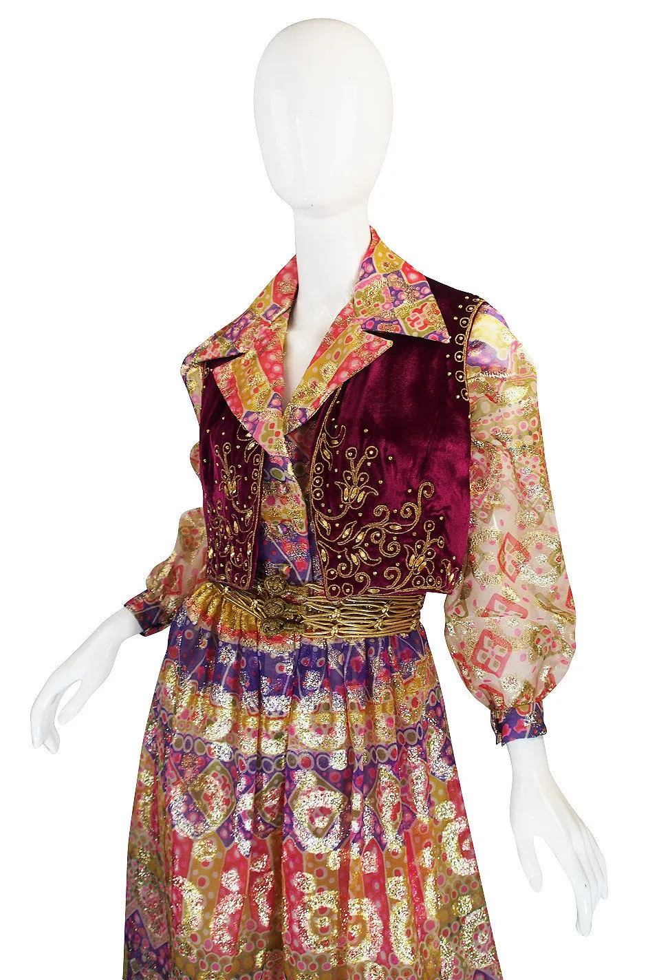 1969 Oscar de la Renta Gypsy Metallic Dress Set