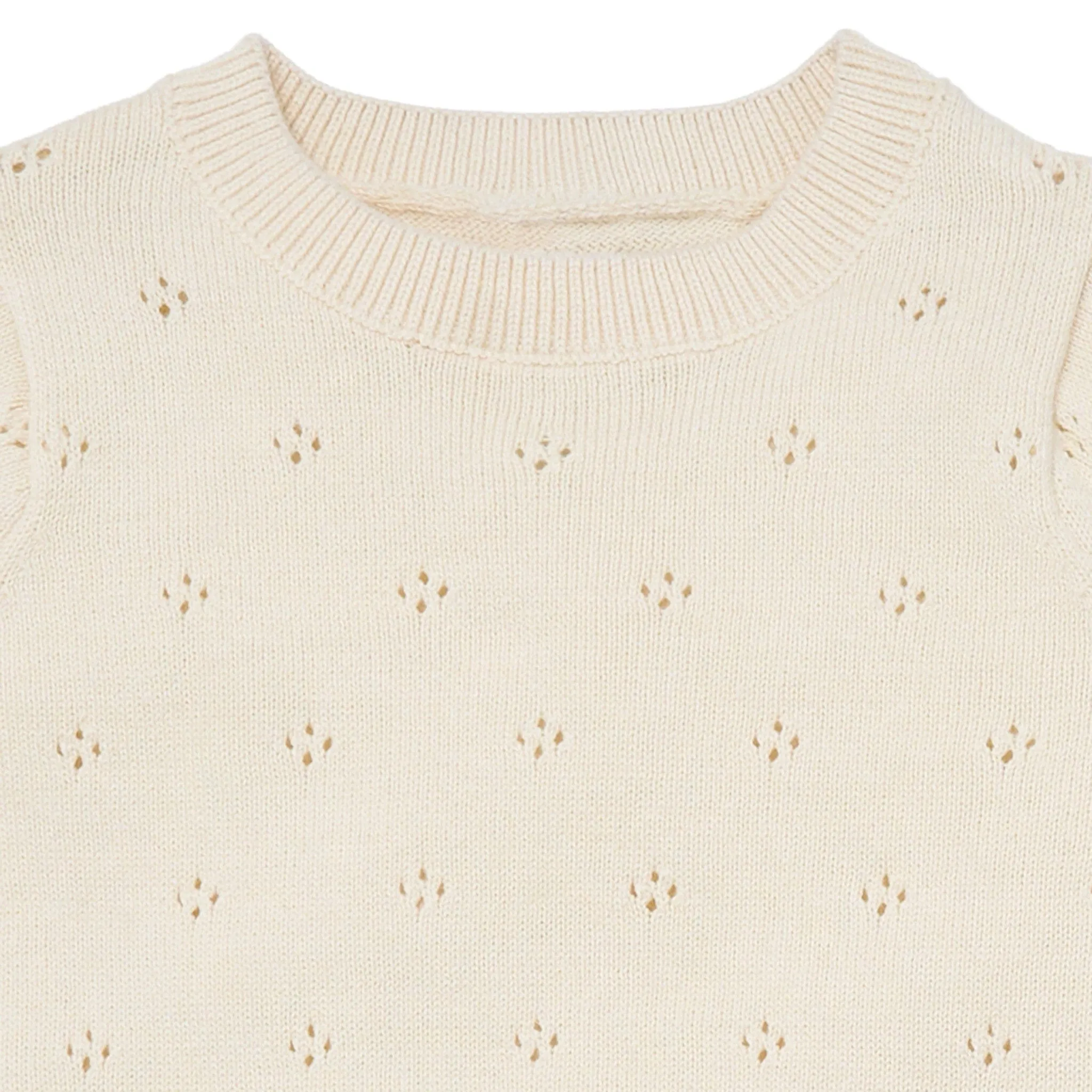 2-Piece Baby Girls Beige Sweater Knit Top and Shorts Set