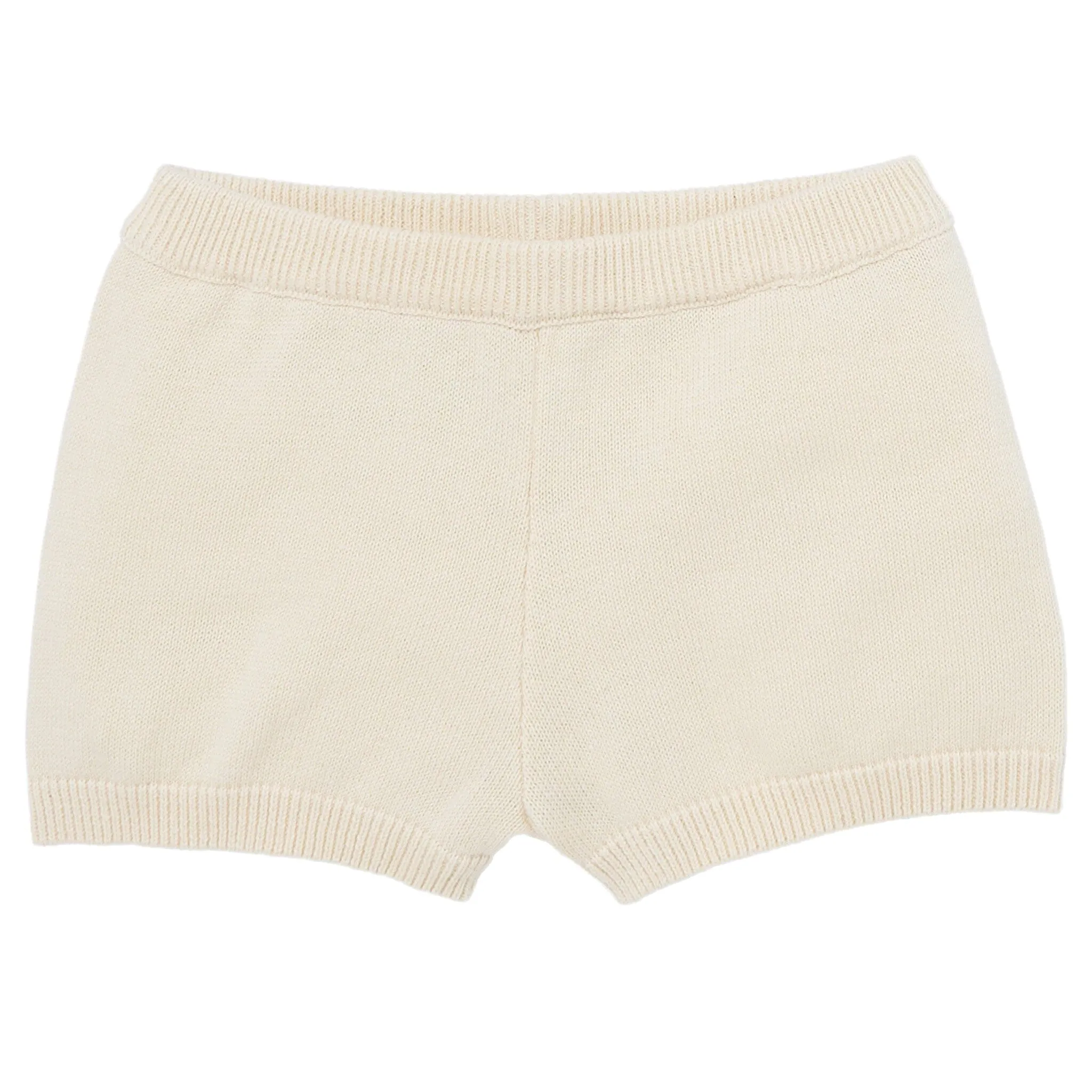 2-Piece Baby Girls Beige Sweater Knit Top and Shorts Set