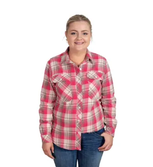 50502253 Just Country Women's Brooke Work Shirt Flannel Pink/ Chocolate Stone
