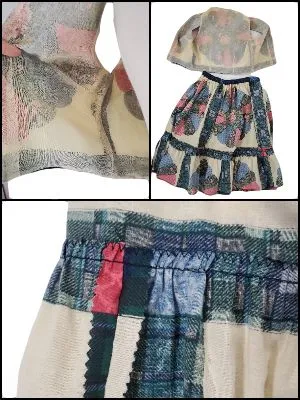70s/80s Patchwork Print Skirt and Vest Set