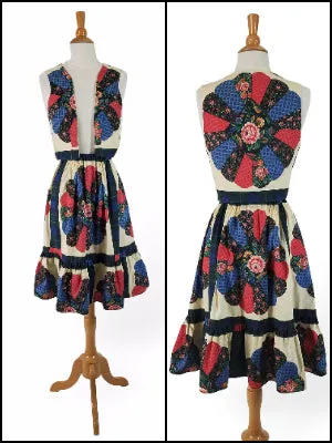70s/80s Patchwork Print Skirt and Vest Set