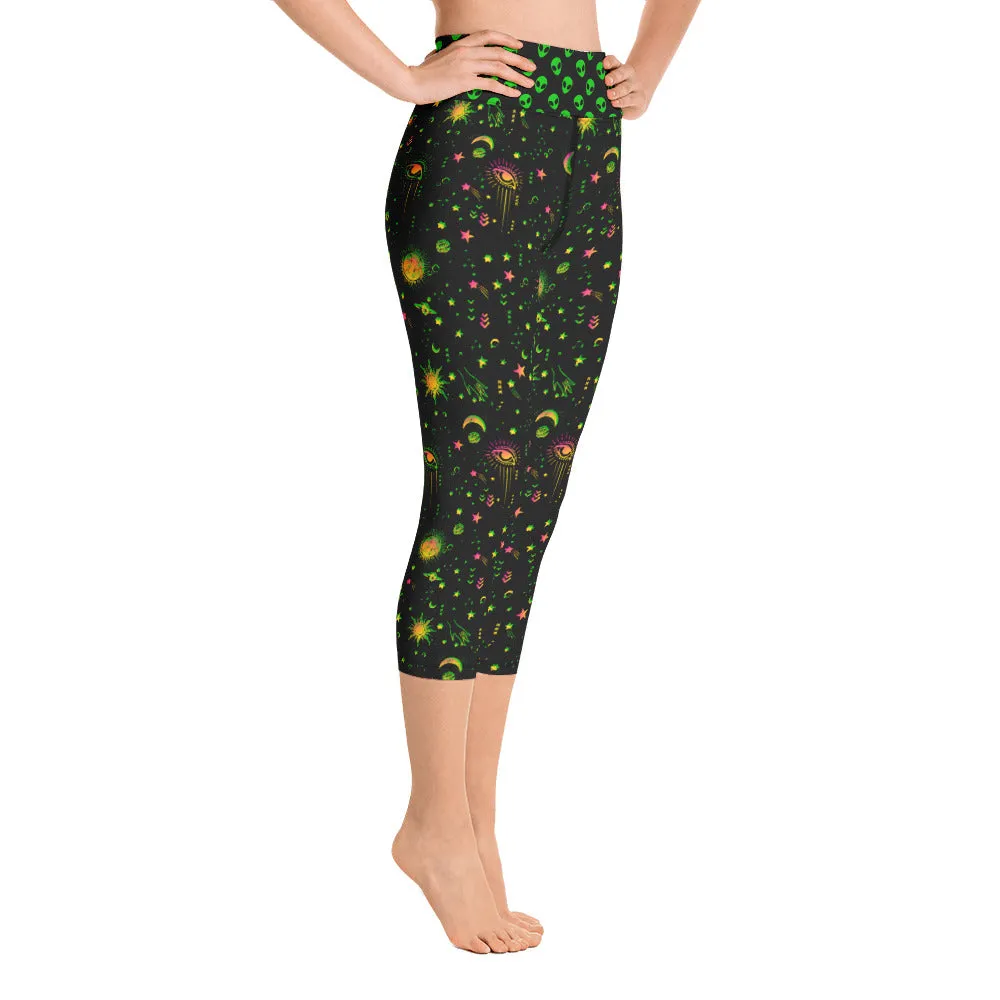 Aliens and Spaceships - Yoga Capri Leggings