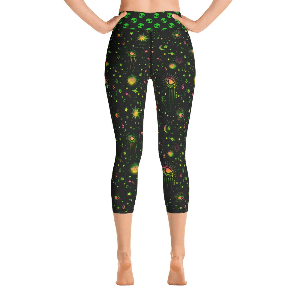 Aliens and Spaceships - Yoga Capri Leggings