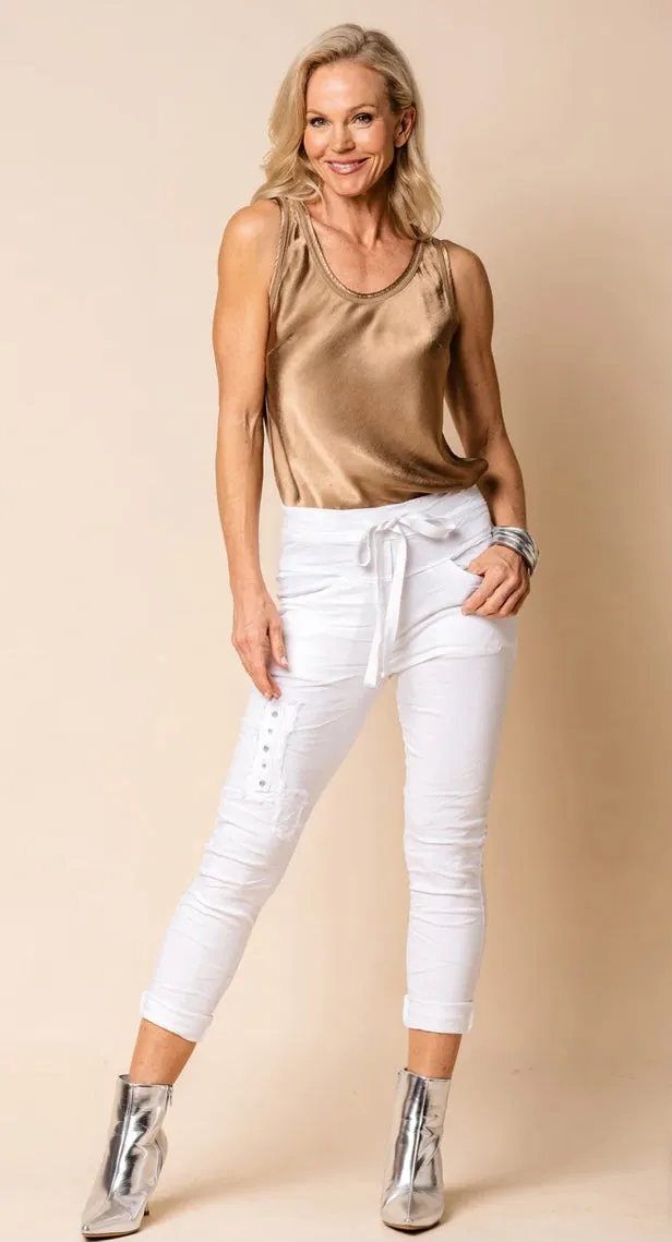 Anita Pants Blush  White By Imagine fashion