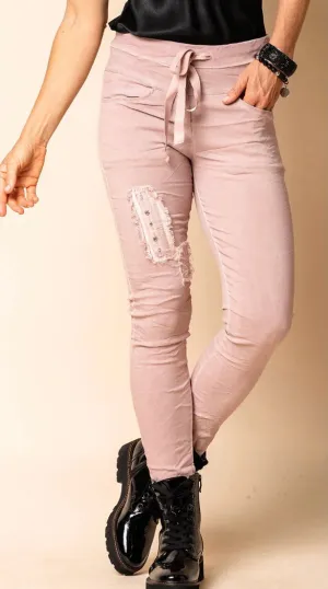 Anita Pants Blush  White By Imagine fashion