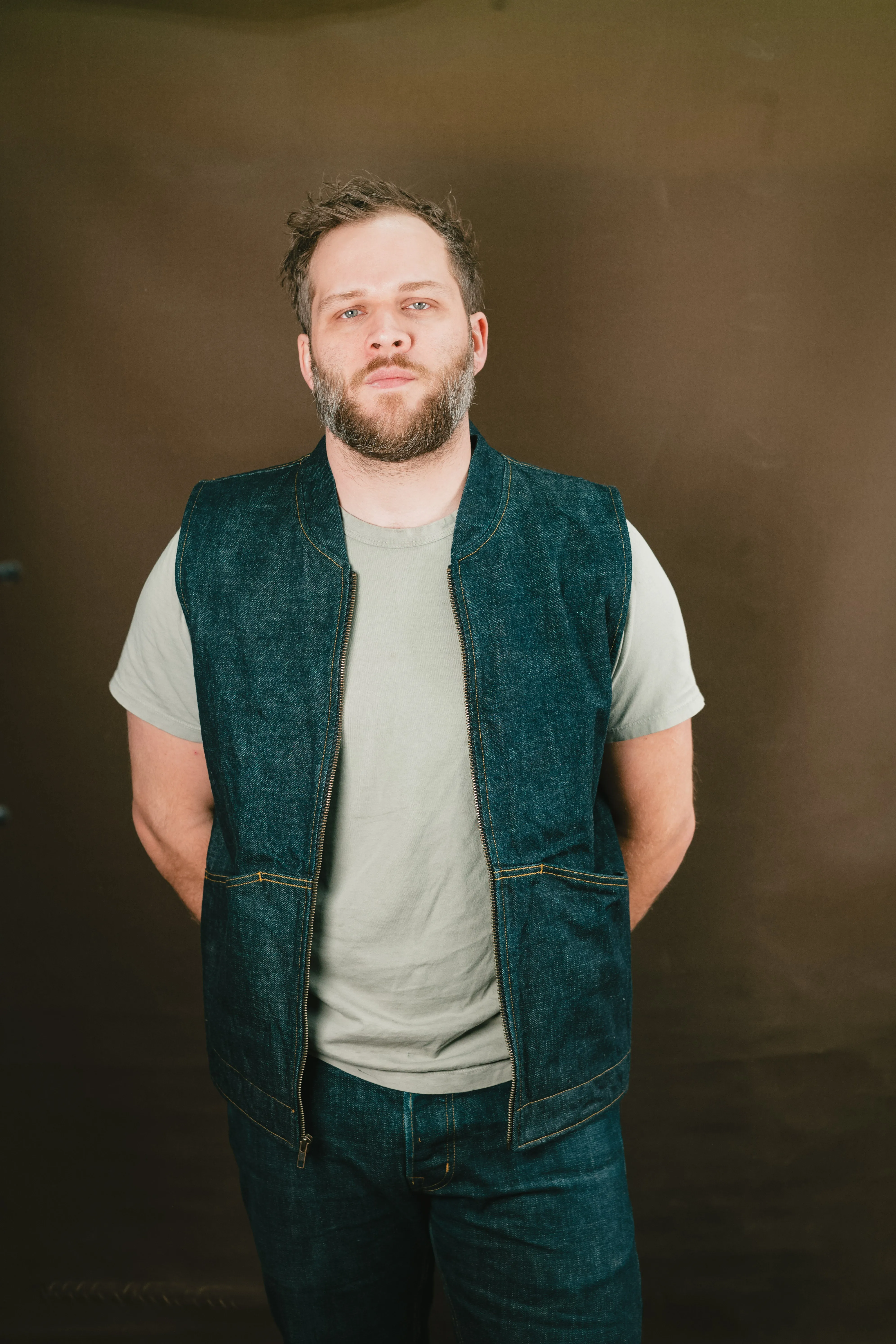 Ansel Vest - Rinsed Kuroki Slubtdot Selvedge Denim - One Off - Large