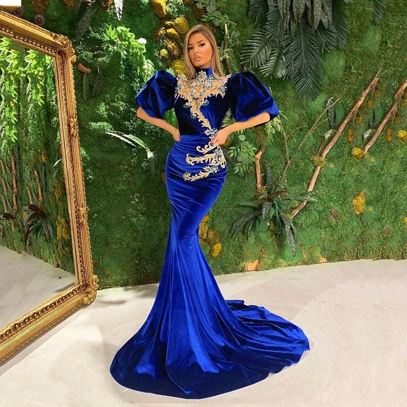 Arabic Mermaid Evening Dress Beads Side Split Evening Dress