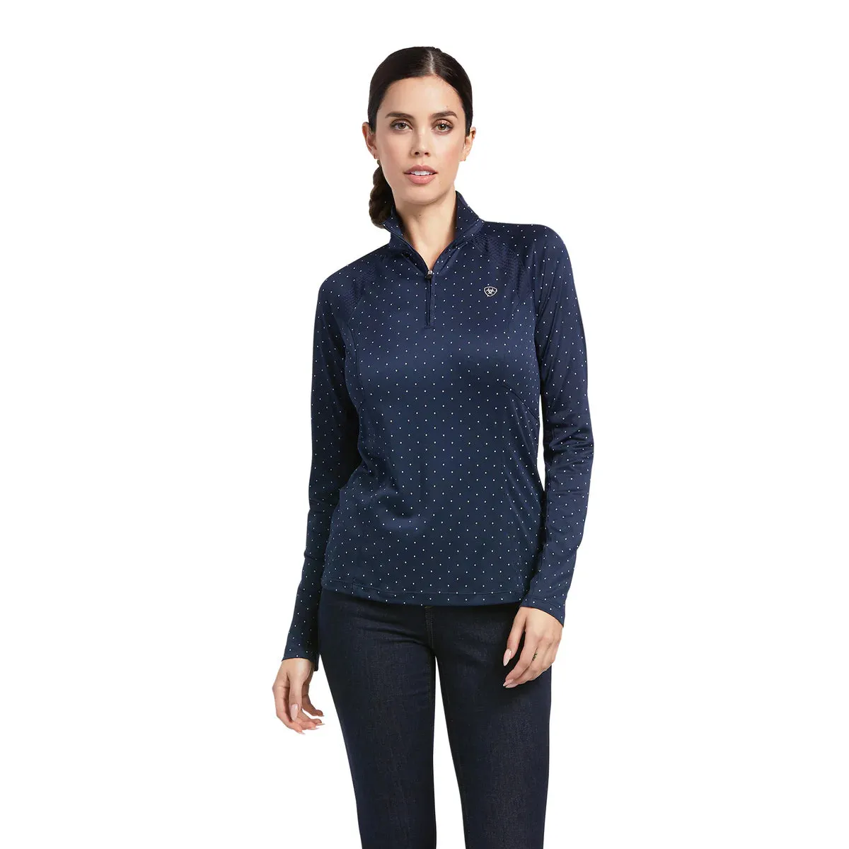 Ariat Ladies 1/4 Zip 2.00 Sunstopper Navy Dot
