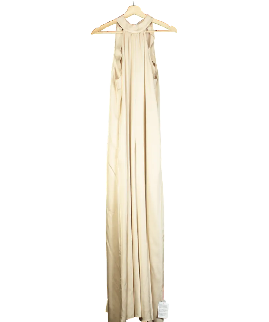 ASOS Cream Champagne Tie Up Halter Neck Dress UK 6