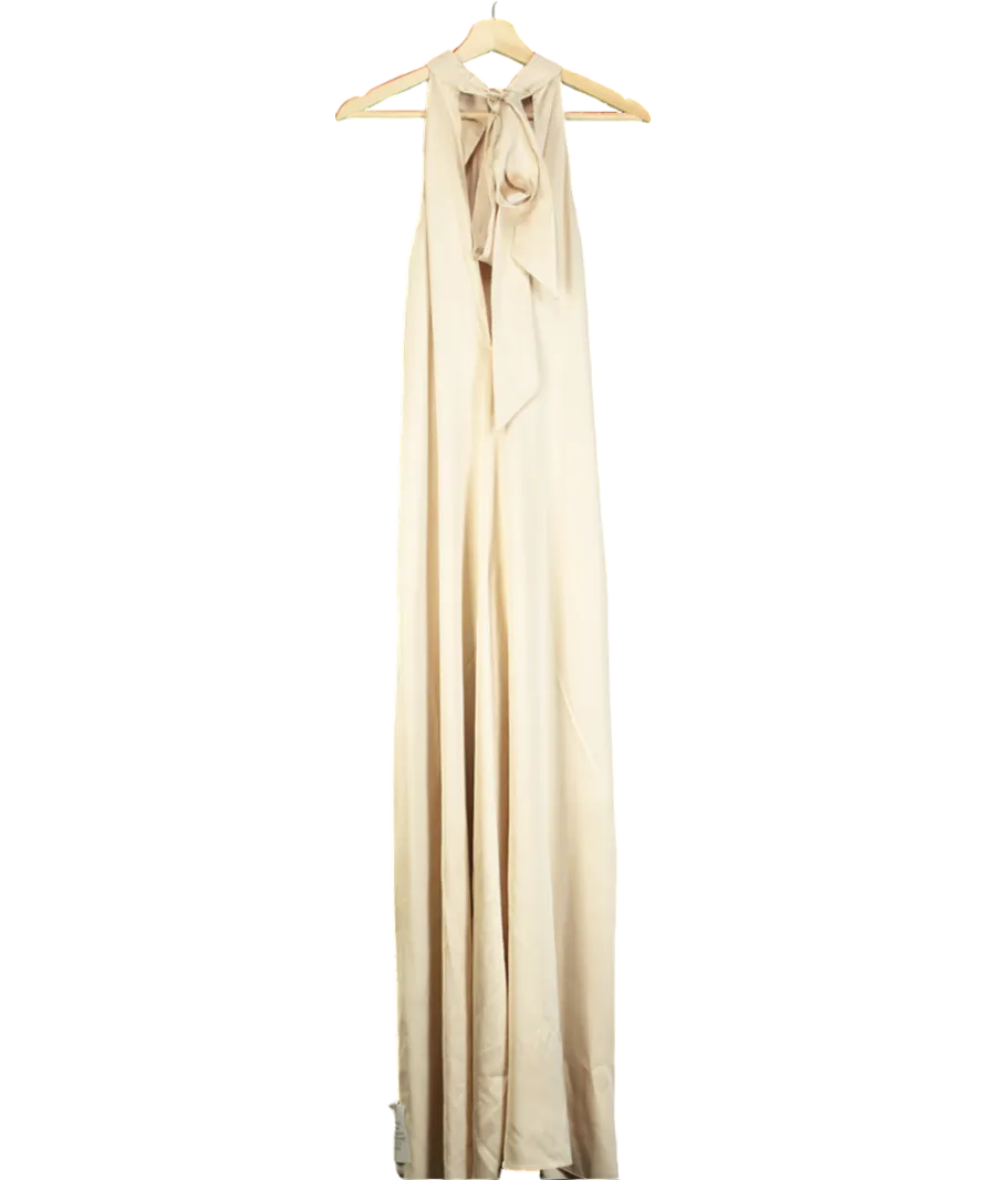 ASOS Cream Champagne Tie Up Halter Neck Dress UK 6