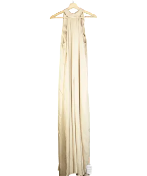 ASOS Cream Champagne Tie Up Halter Neck Dress UK 6