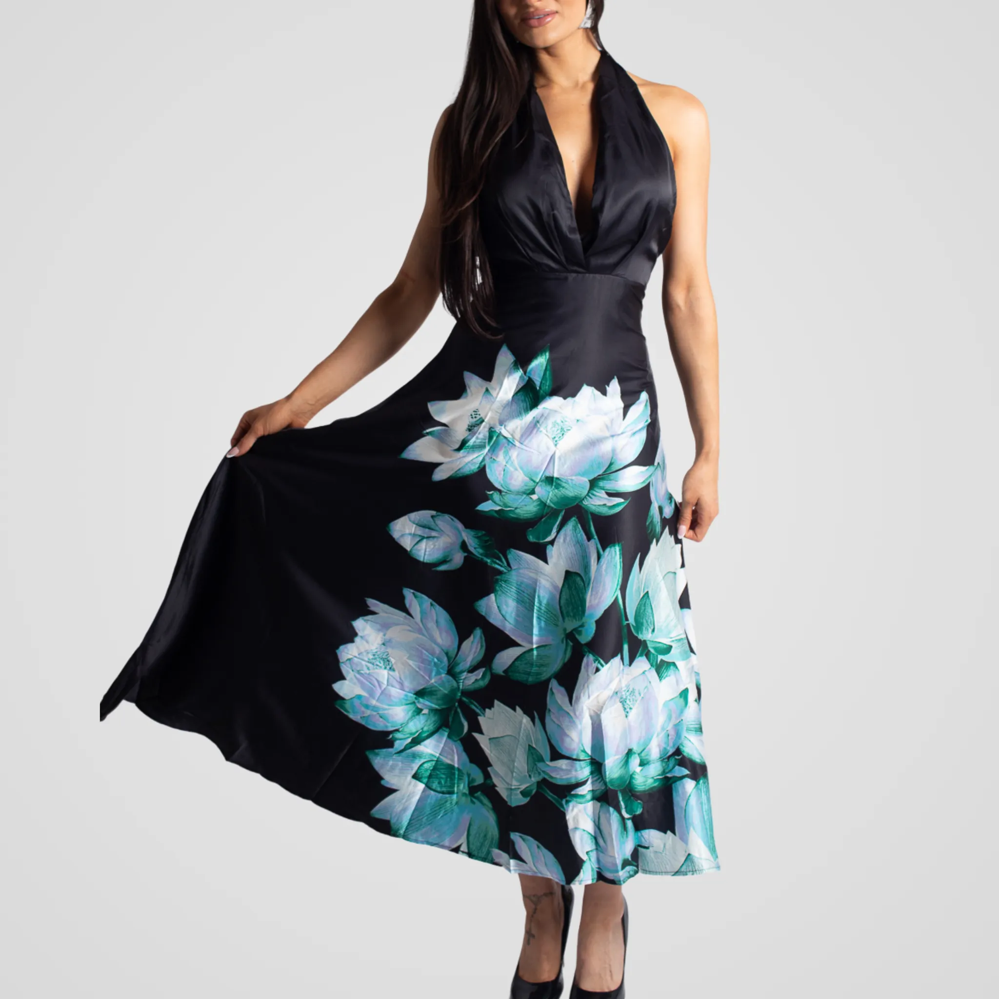 Aster Bleu Halter Neck Dress