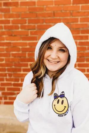 Back The Blue Happy Face © Pocket Print Unisex Hoodie