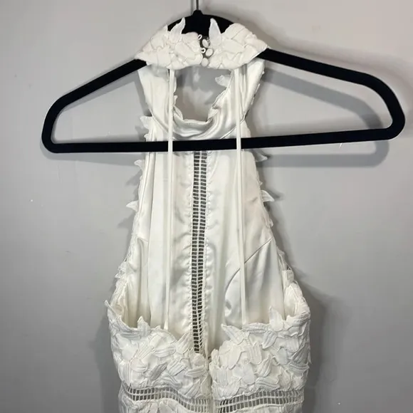 Bardot Gemma White Lace Halter Mini Dress