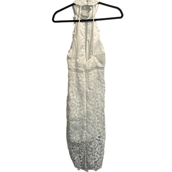Bardot Gemma White Lace Halter Mini Dress