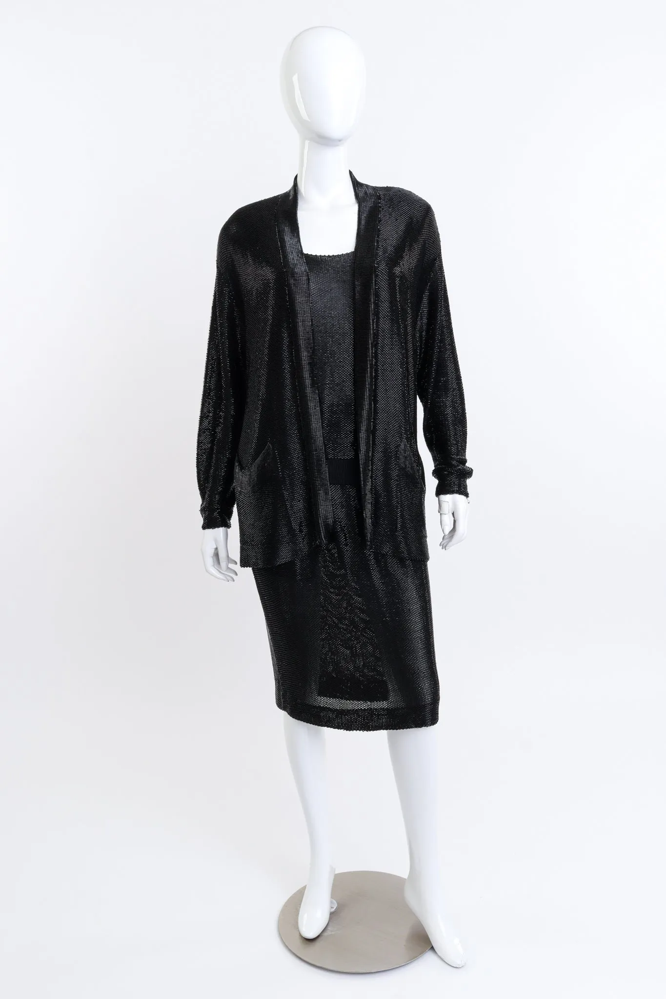 Beaded Knit Jacket, Tank & Skirt Set
