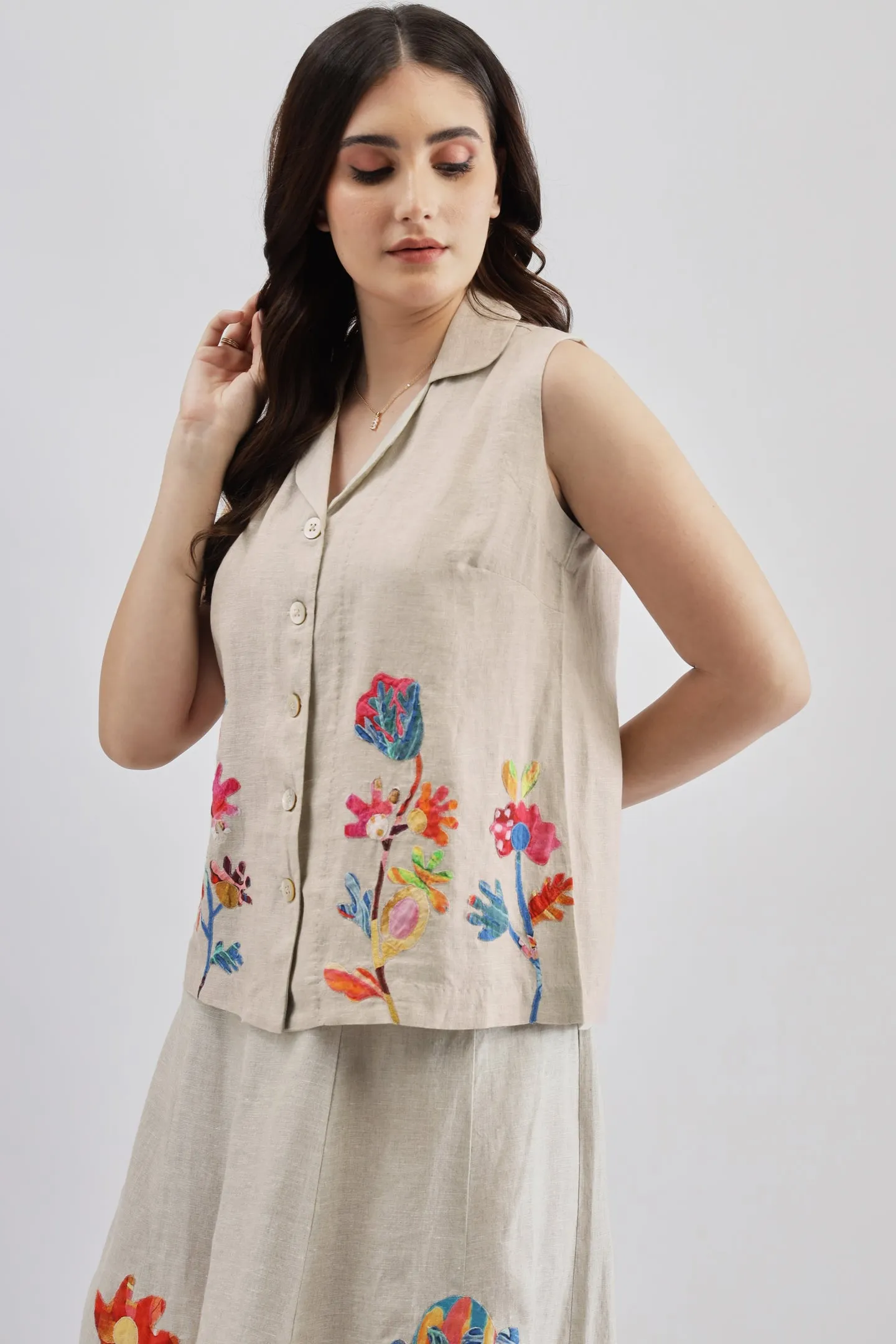 Beige Sleeveless Top