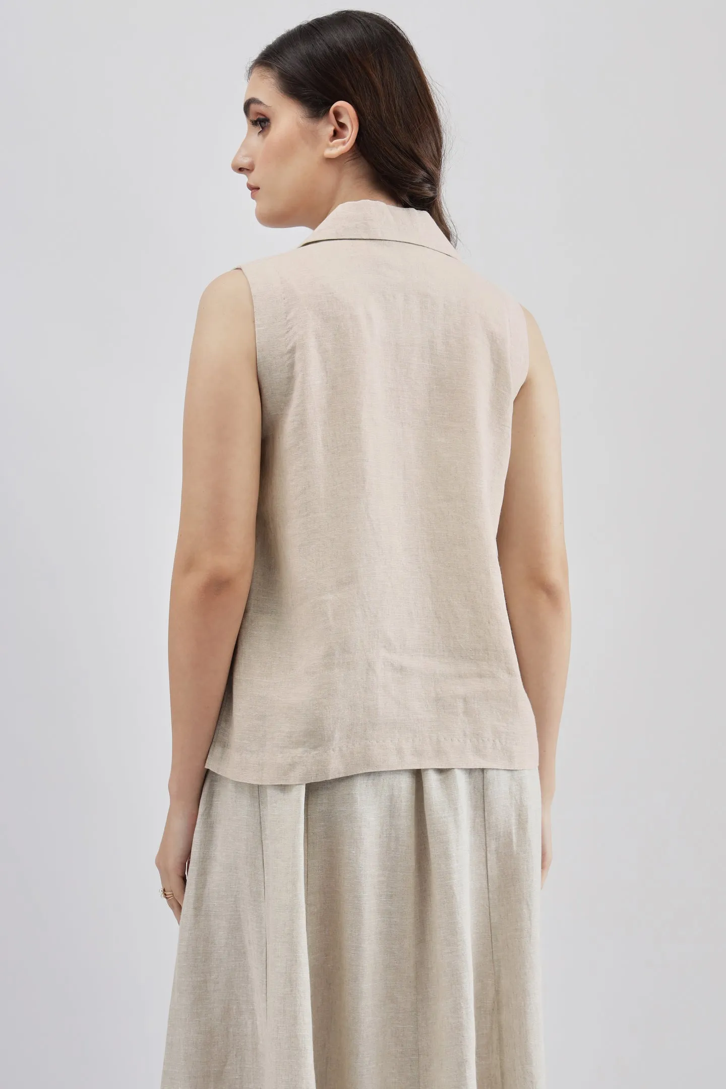 Beige Sleeveless Top