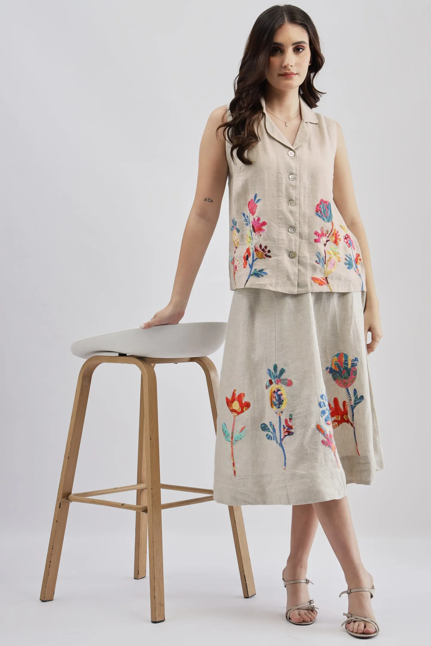 Beige Sleeveless Top