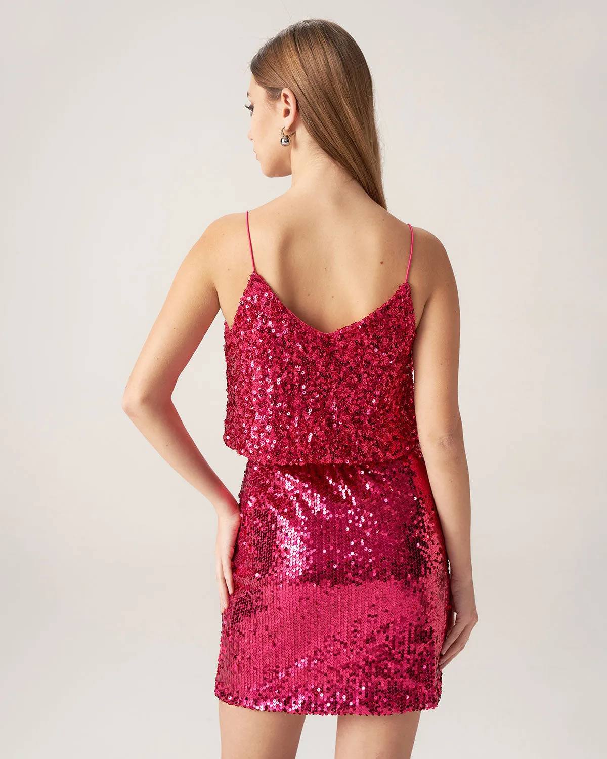 Bettydress-Red Sequin Cropped Cami Top