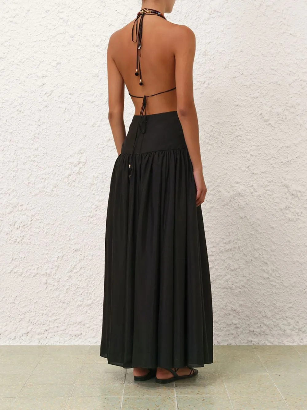 Black Rhiannon Plunge Halter Maxi Dress