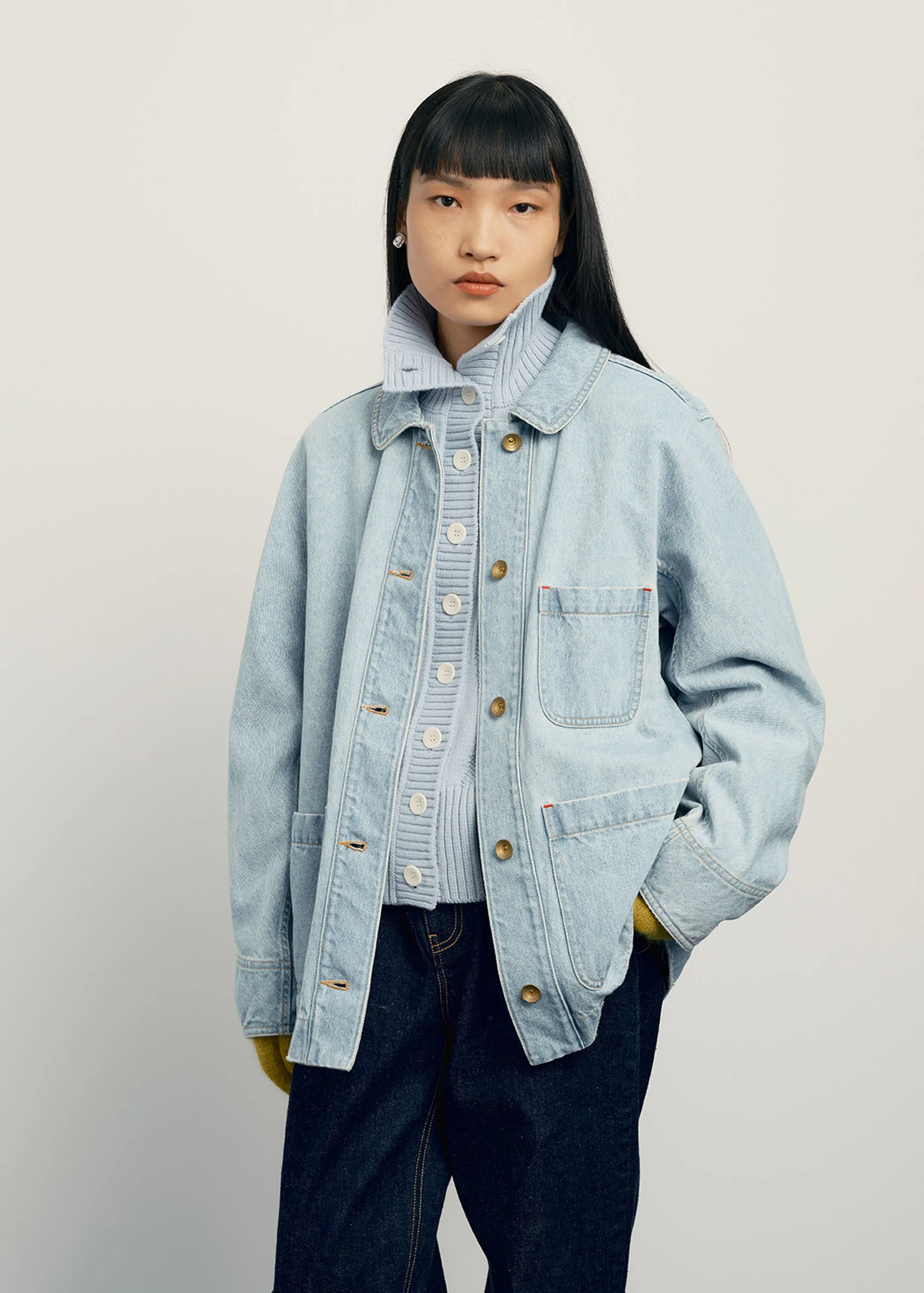 Blue Light Wash Denim Work Jacket