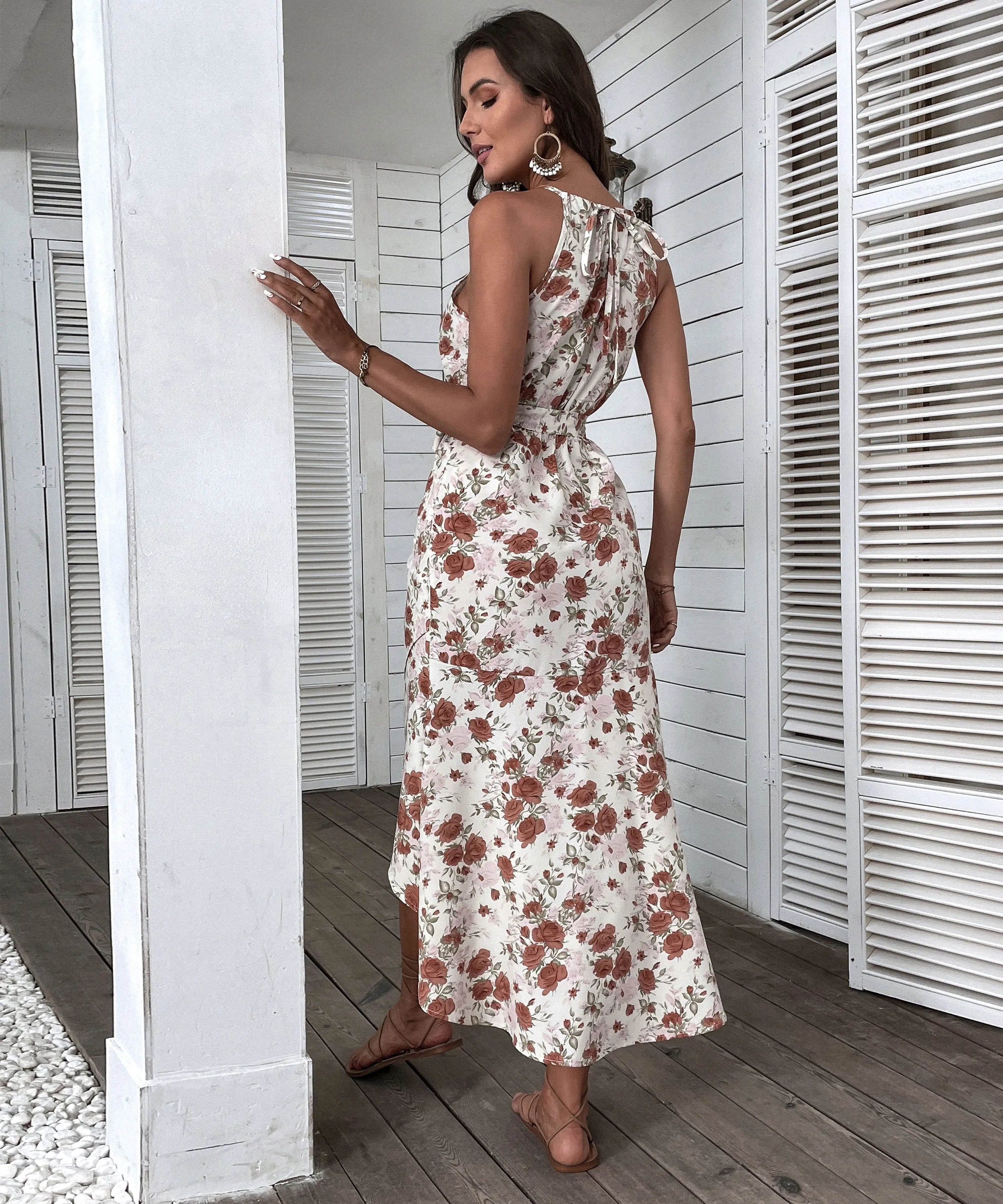 Bonafique Floral Dress - Beige