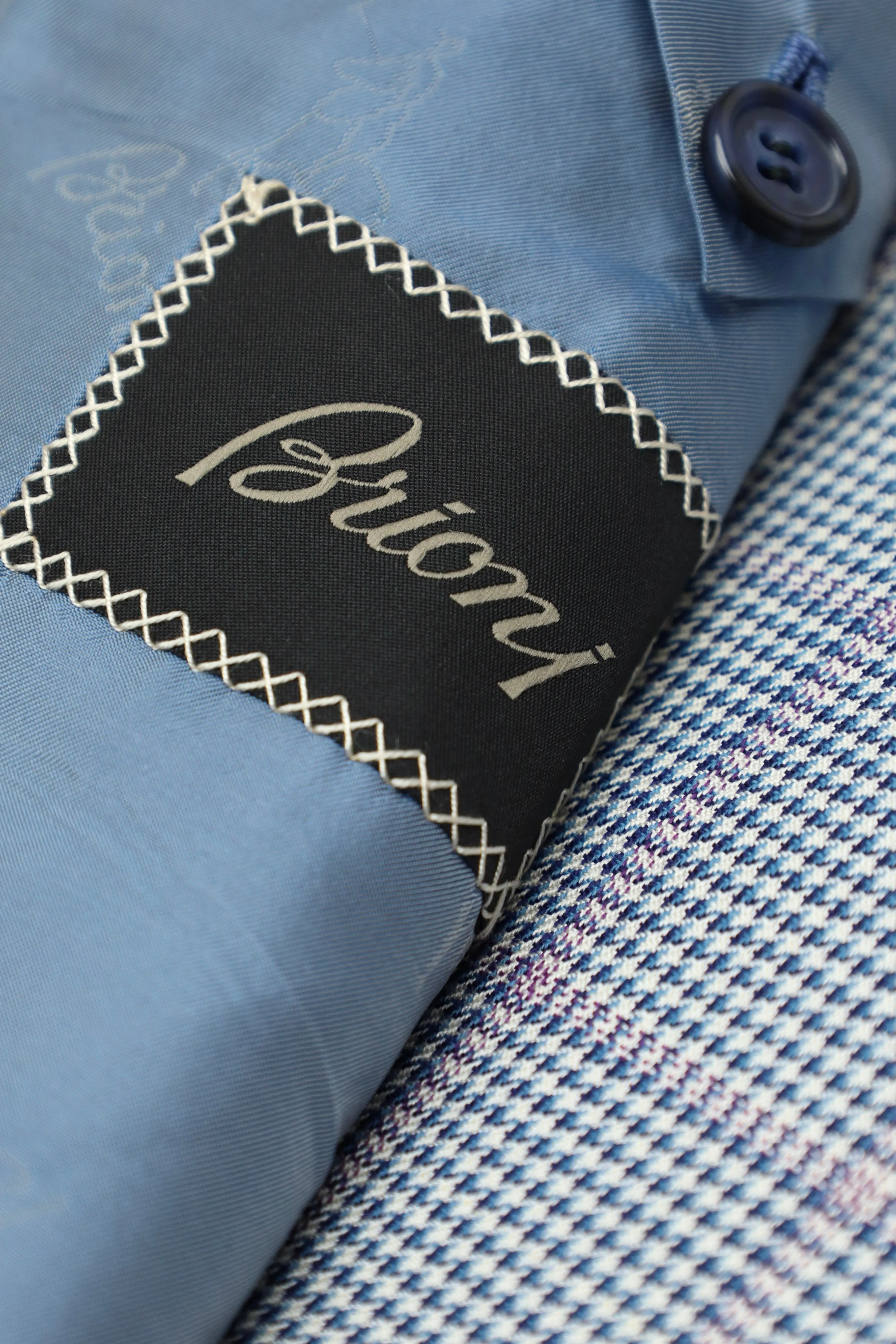 Brioni Light Blue Colosseo Wool, Silk & Linen Windowpane Jacket