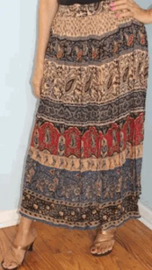 Broomstick Skirt ! Printed Crinkle Rayon ! One Size, Fits Most !