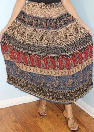 Broomstick Skirt ! Printed Crinkle Rayon ! One Size, Fits Most !