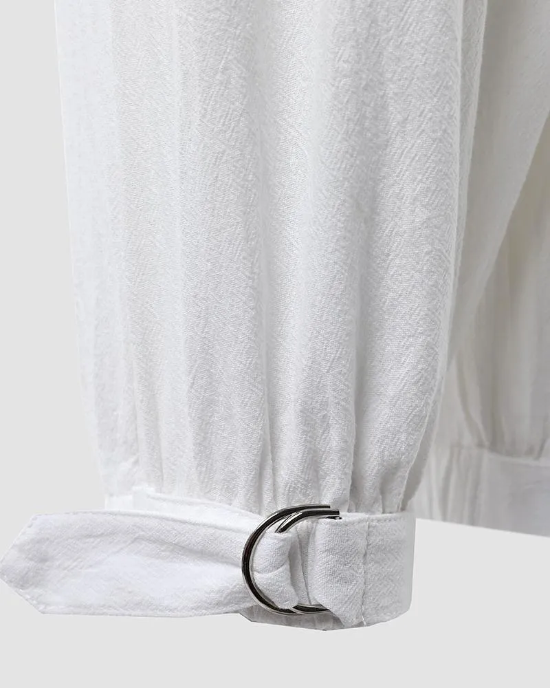 Buckled Pocket Design Cuffed Pants