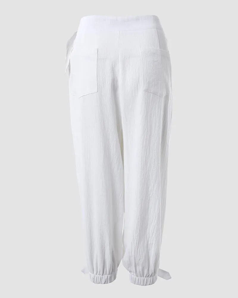Buckled Pocket Design Cuffed Pants