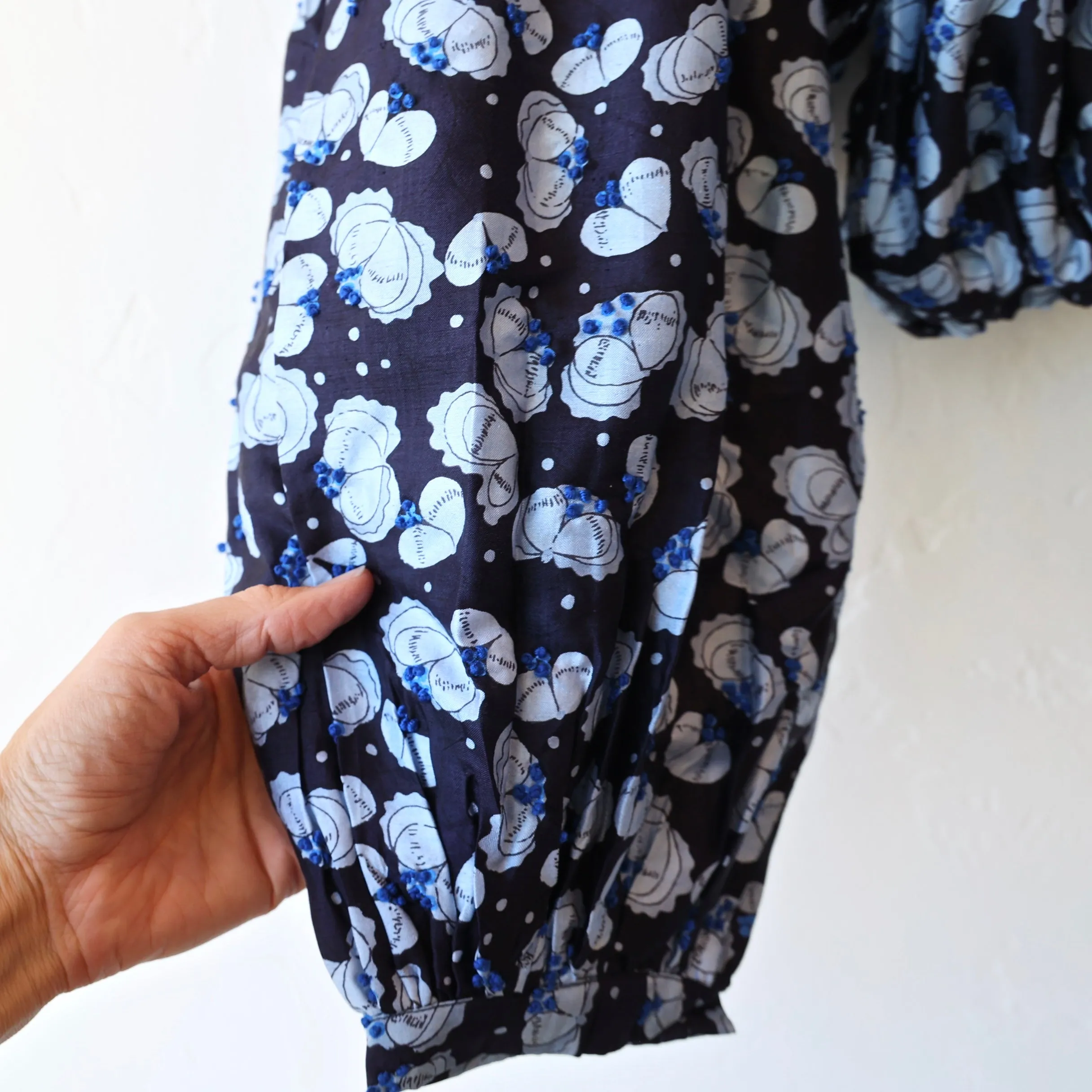 Bunon Embroidered Floral Silk Blouse - Midnight