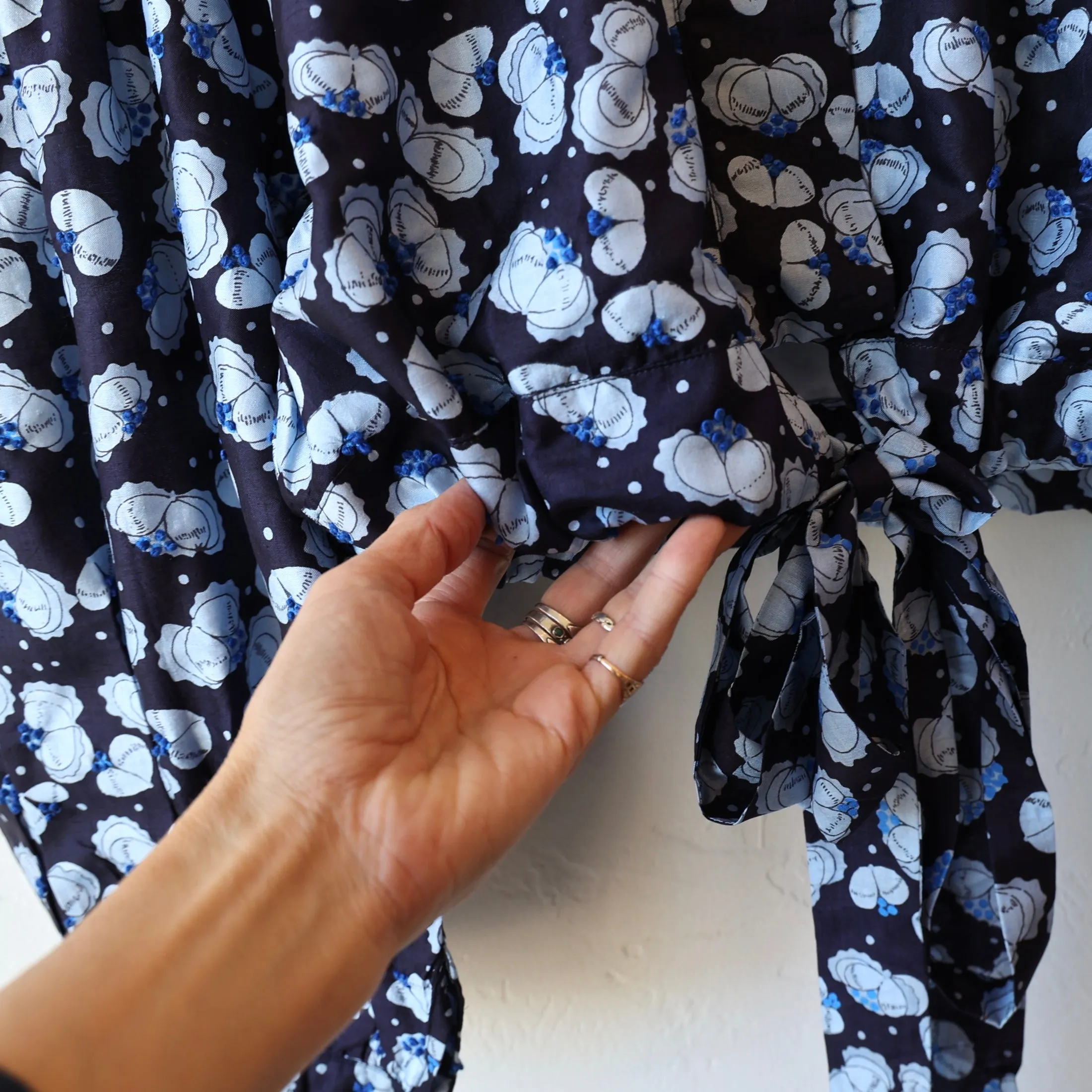 Bunon Embroidered Floral Silk Blouse - Midnight