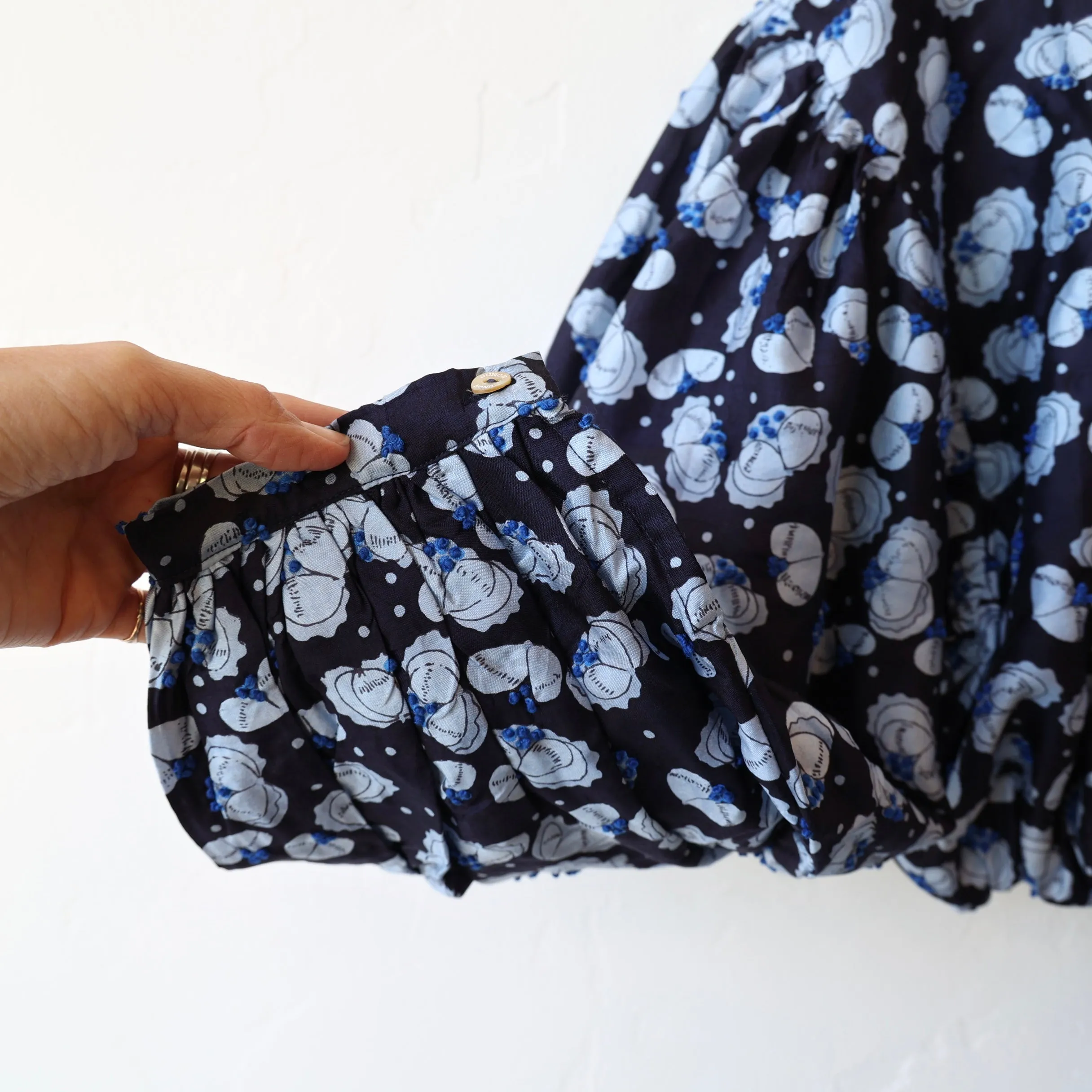 Bunon Embroidered Floral Silk Blouse - Midnight