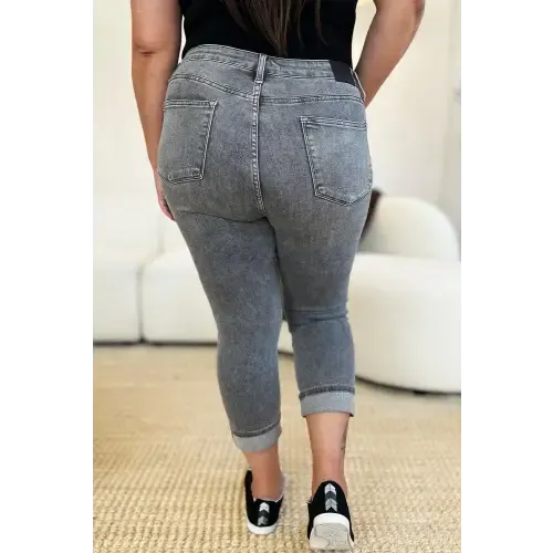Button Fly Cuffed Capris