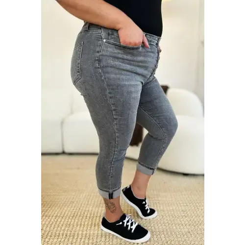 Button Fly Cuffed Capris