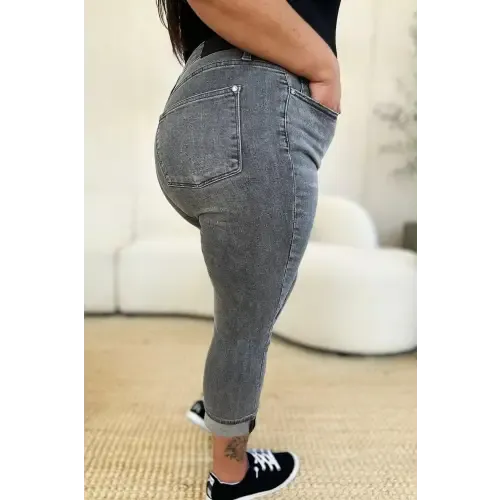 Button Fly Cuffed Capris