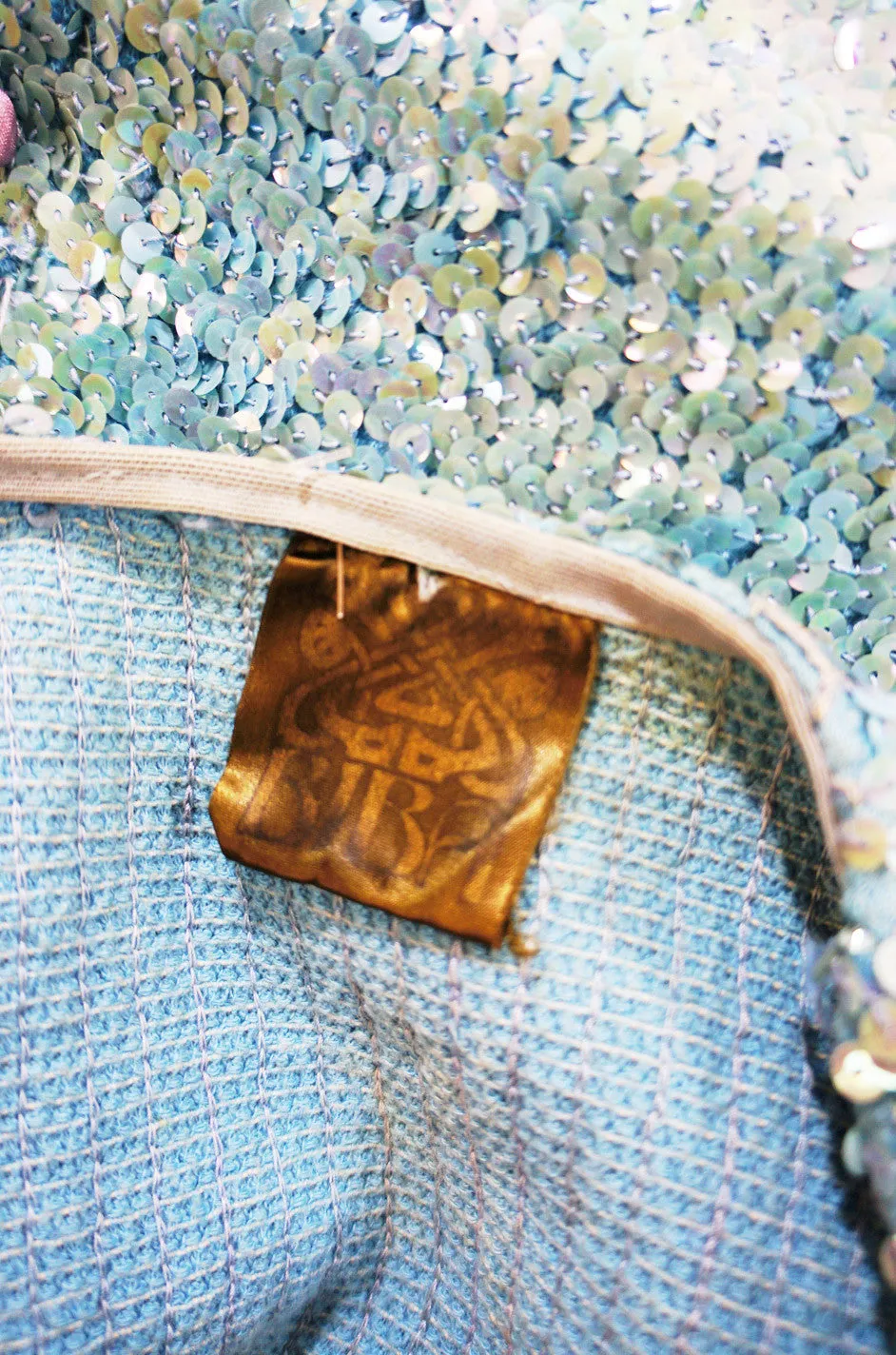 c1973 Biba Baby Blue Sequin Vest Top