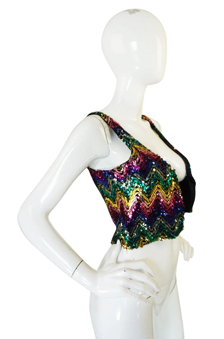 c1973 Biba Rare Rainbow Sequin Vest Top