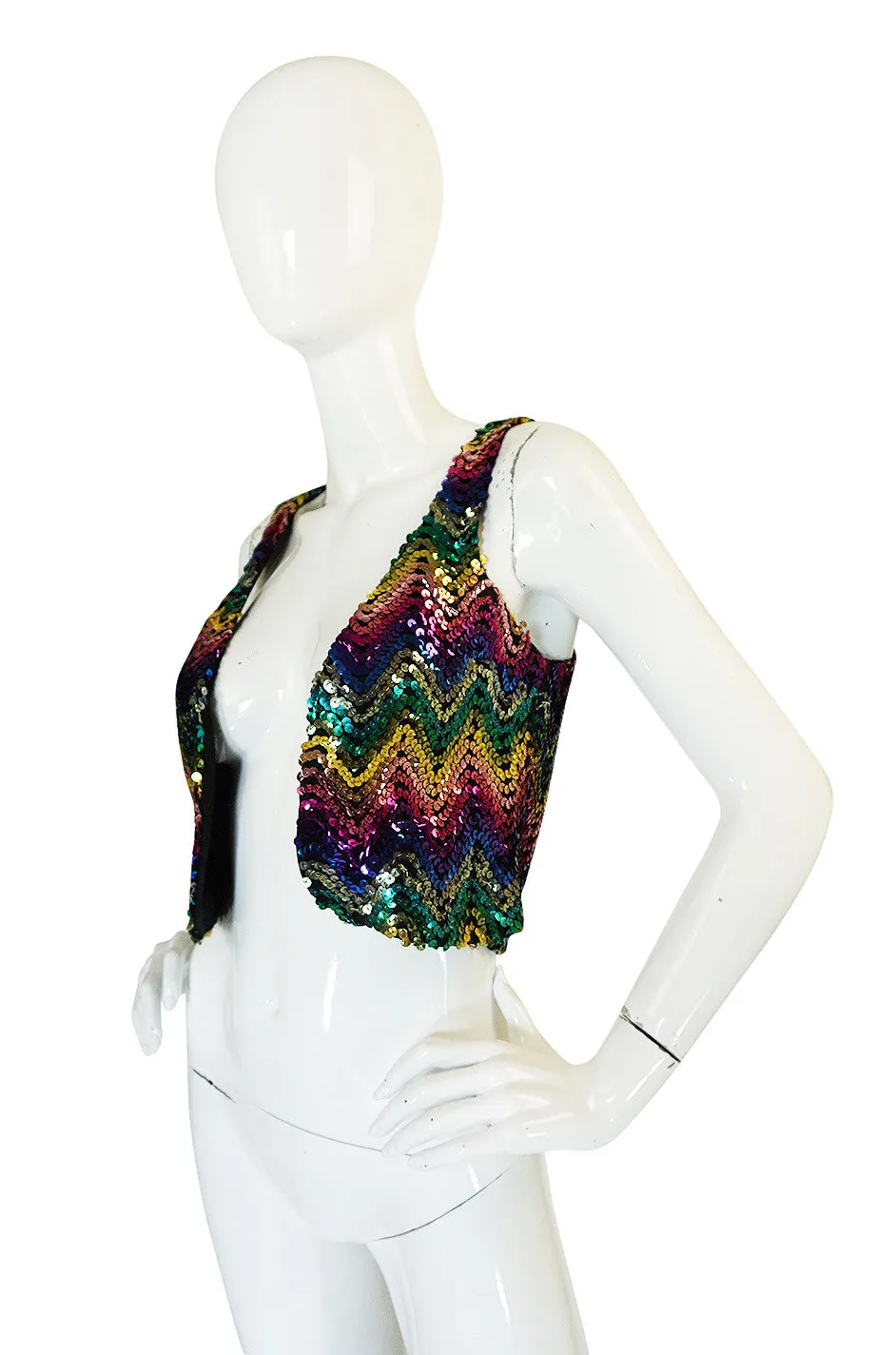 c1973 Biba Rare Rainbow Sequin Vest Top