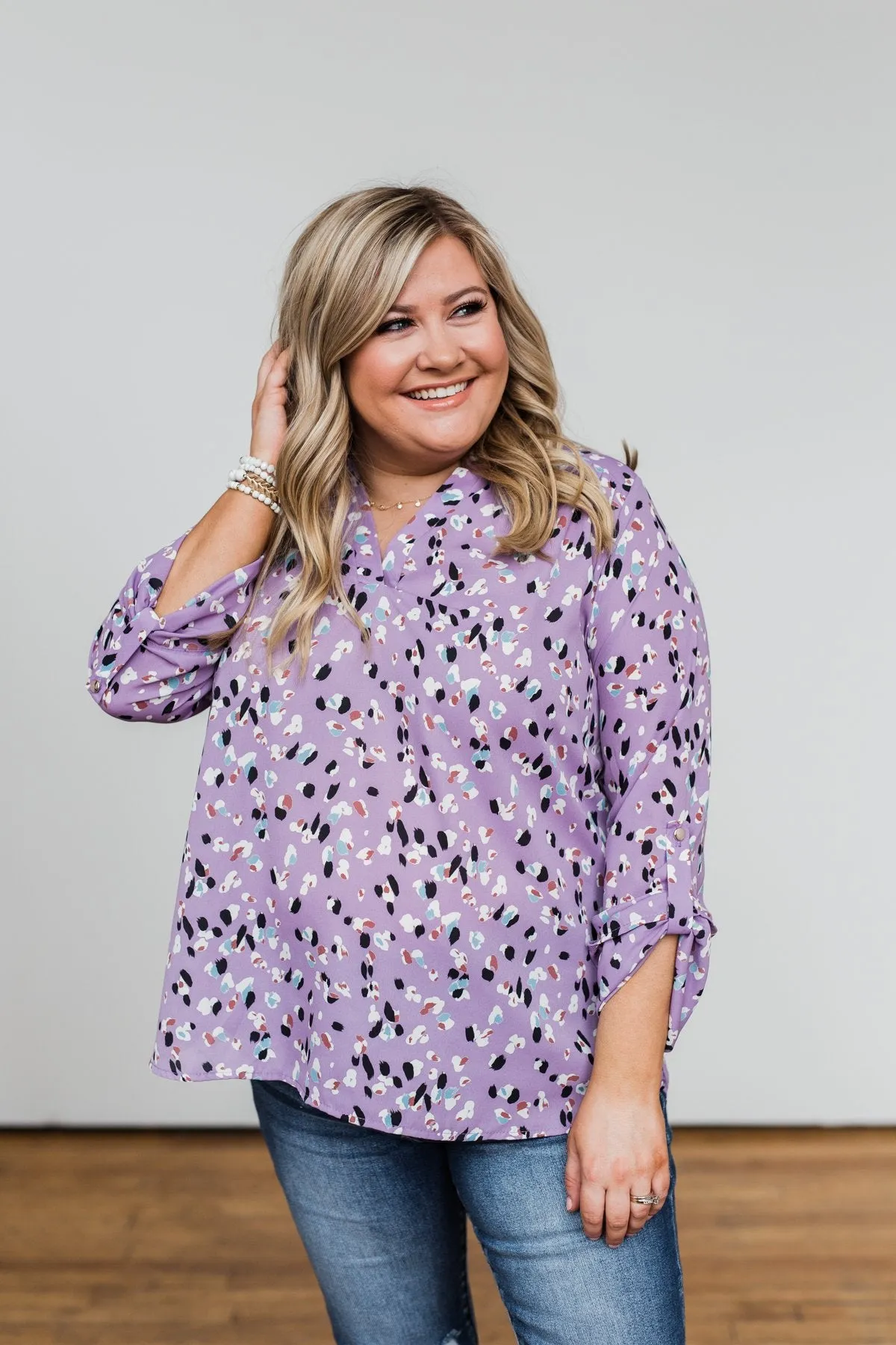 Calling Out To You Printed Blouse- Purple