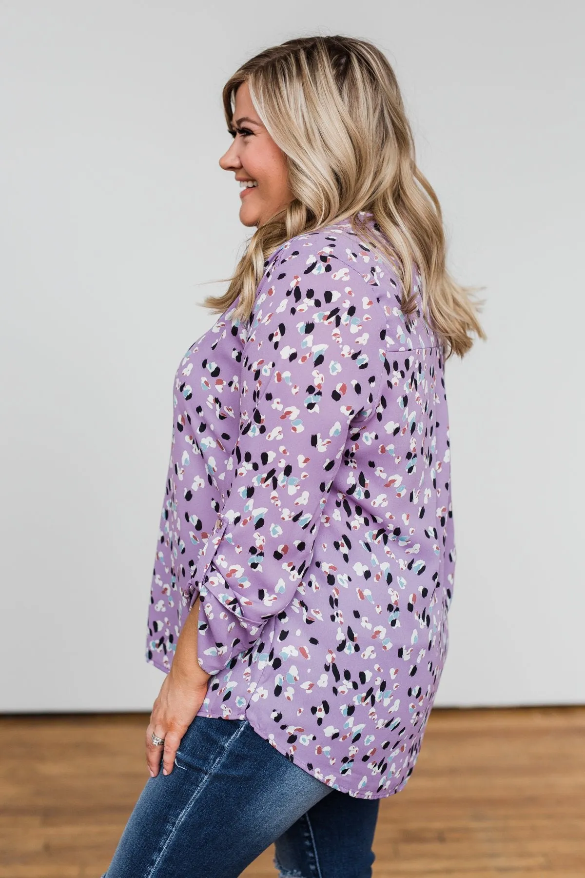 Calling Out To You Printed Blouse- Purple