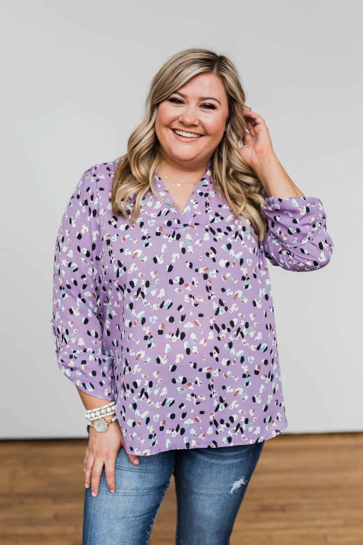 Calling Out To You Printed Blouse- Purple