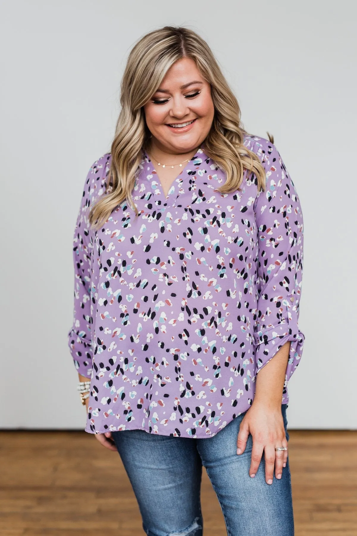Calling Out To You Printed Blouse- Purple