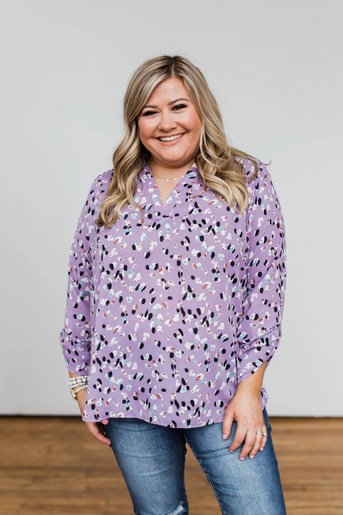 Calling Out To You Printed Blouse- Purple